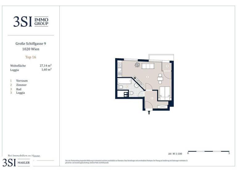 Studio zum Kauf - Erstbezug 305.000 € 1 Zimmer 29,5 m² 5. Geschoss Große Schiffgasse 9 Wien 1020