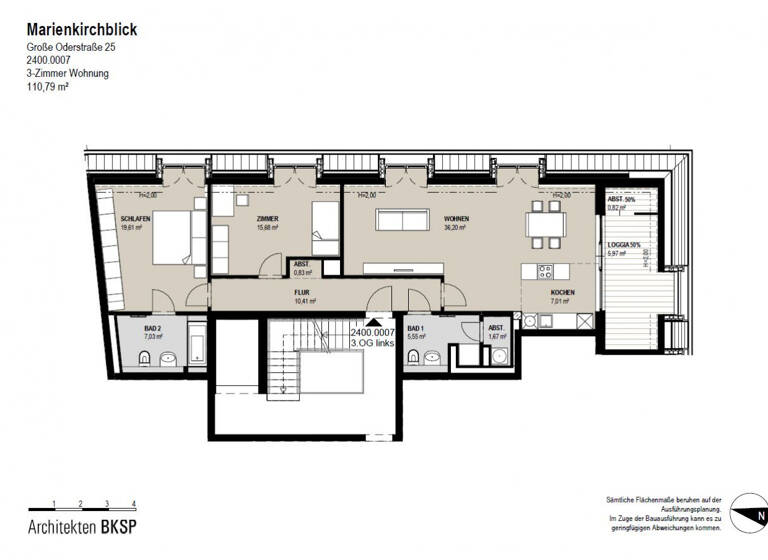 Wohnung zur Miete 1.773 € 3 Zimmer 110,8 m²<br/>Wohnfläche 3.<br/>Geschoss Große Oderstraße 25 Frankfurt Frankfurt (Oder) 15230