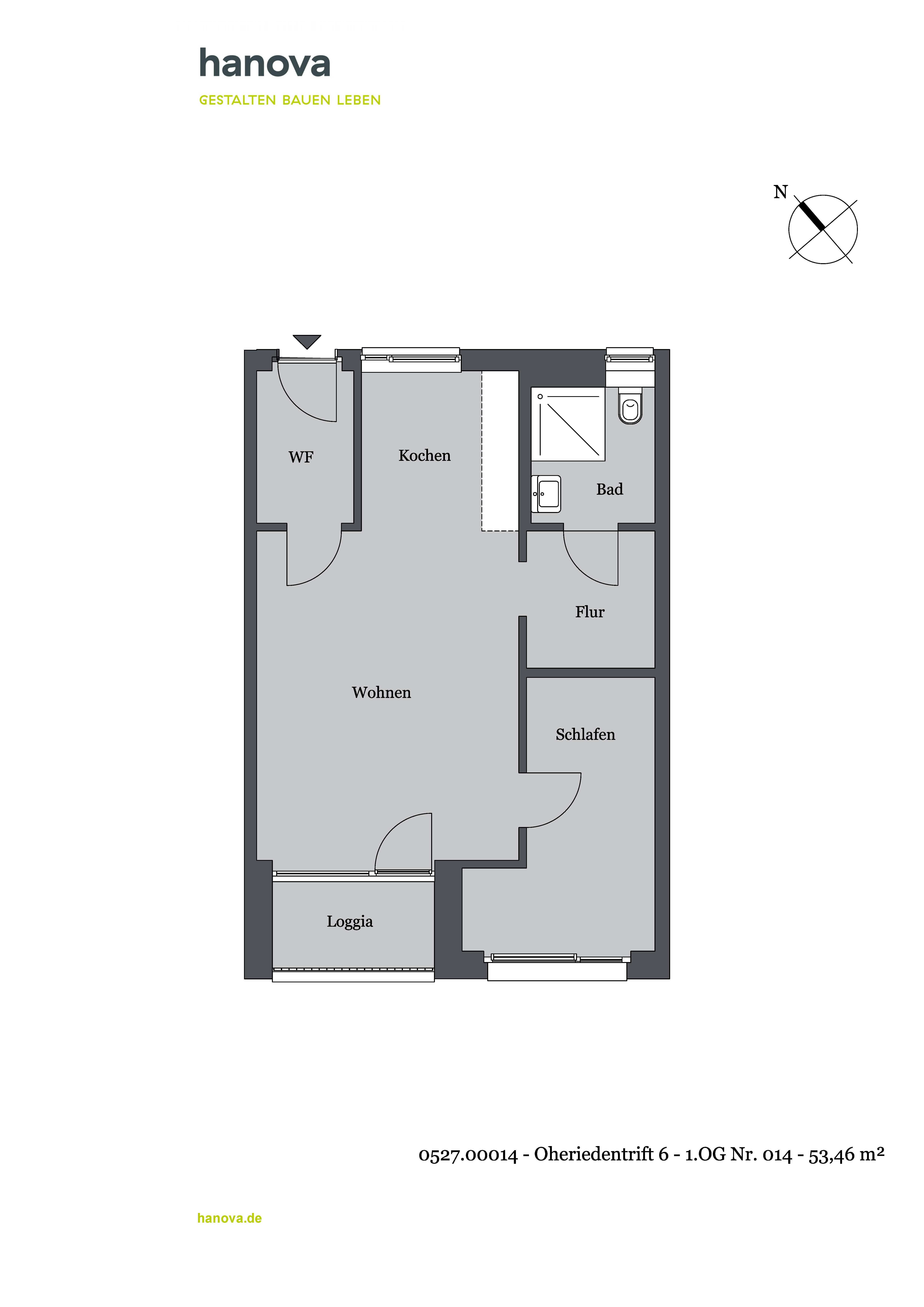 Wohnung zur Miete 547 € 2 Zimmer 53,5 m²<br/>Wohnfläche 1.<br/>Geschoss 15.01.2025<br/>Verfügbarkeit Oheriedentrift 6 Bemerode Hannover 30539