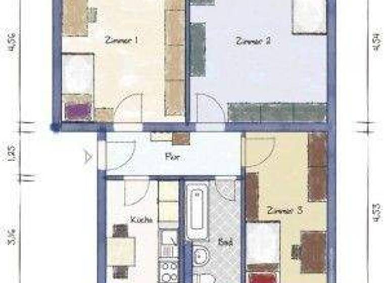 Studio zur Miete 120 € 1 Zimmer 10,4 m² 4. Geschoss Platz der Republik 5, 4.Etage re.,WG-Zi3 Innenstadt Gera 07545