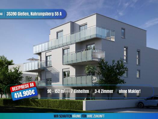 Wohnung zum Kauf - Erstbezug provisionsfrei als Kapitalanlage geeignet 4 Zimmer 98 m² Nahrungsberg 55 Gießen Gießen 35390
