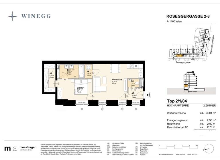 Wohnung zum Kauf - Erstbezug 292.200 € 2 Zimmer 56 m² EG Roseggergasse 2-8 Wien 1160