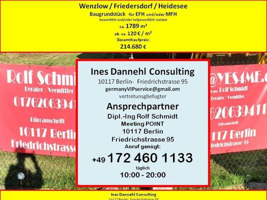 Grundstück zum Kauf 74.250 € 550 m² Grundstück frei ab sofort Wenzlower Straße 14 C Dannenreich Heidesee 15754