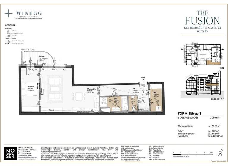Wohnung zum Kauf - Erstbezug 599.600 € 2 Zimmer 70,6 m² 2. Geschoss Kettenbrückengasse 22 Wien 1040