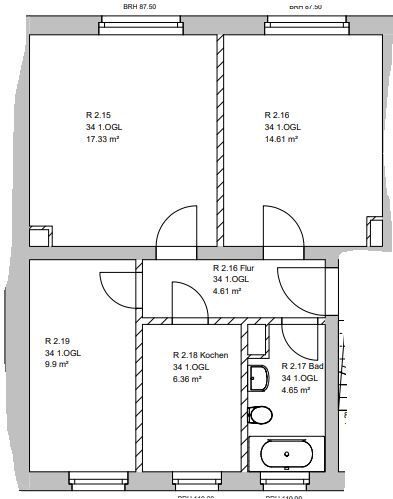 Wohnung zur Miete 370 € 3 Zimmer 57,5 m²<br/>Wohnfläche 2.<br/>Geschoss Waldsiedlung 34 Glöwen Plattenburg 19339