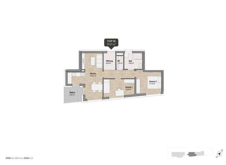 Wohnung zum Kauf - Erstbezug 375.880 € 3 Zimmer 59,9 m² 1. Geschoss Lindweg Geidorf Graz 8010