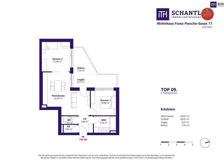 Wohnung zum Kauf 429.000 € 3 Zimmer 60,8 m² 2. Geschoss Franz-Parsche-Gasse Wien 1230