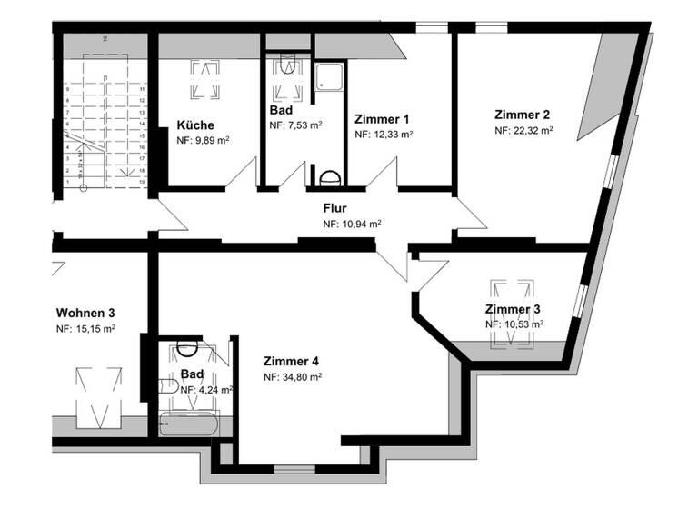 Wohnung zur Miete 1.400 € 4 Zimmer 111,5 m² 4. Geschoss Altglienicke Berlin 12524