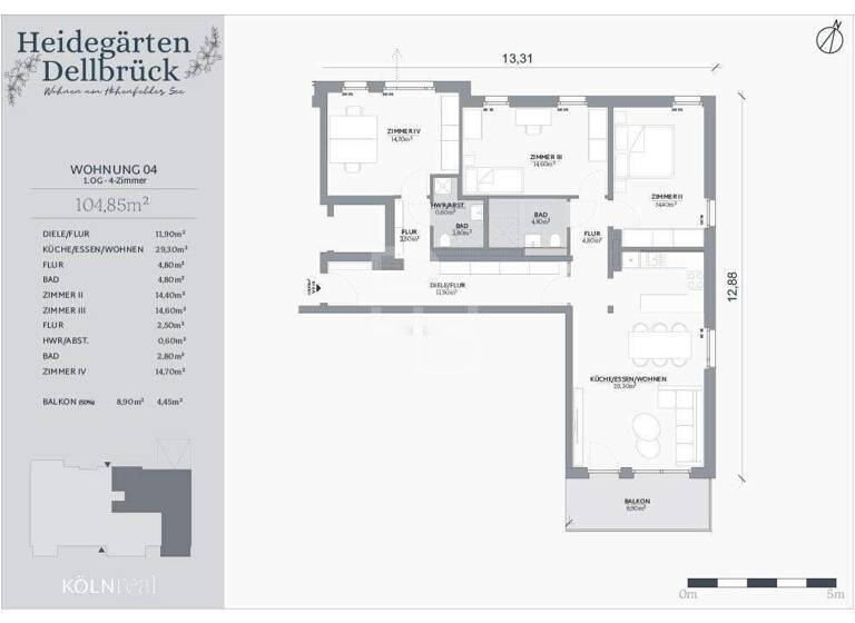 Wohnung zum Kauf - Erstbezug provisionsfrei 689.900 € 4 Zimmer 104,4 m² 1. Geschoss Schilfweg 20 Dellbrück Köln 51069