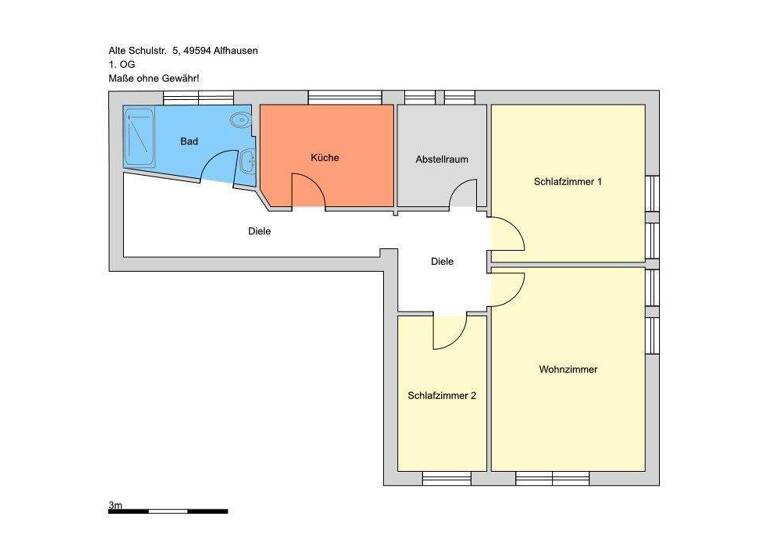 Wohnung zur Miete 660 € 3 Zimmer 84,1 m² 1. Geschoss frei ab 01.06.2026 Alte Schulstraße 5 Alfhausen 49594