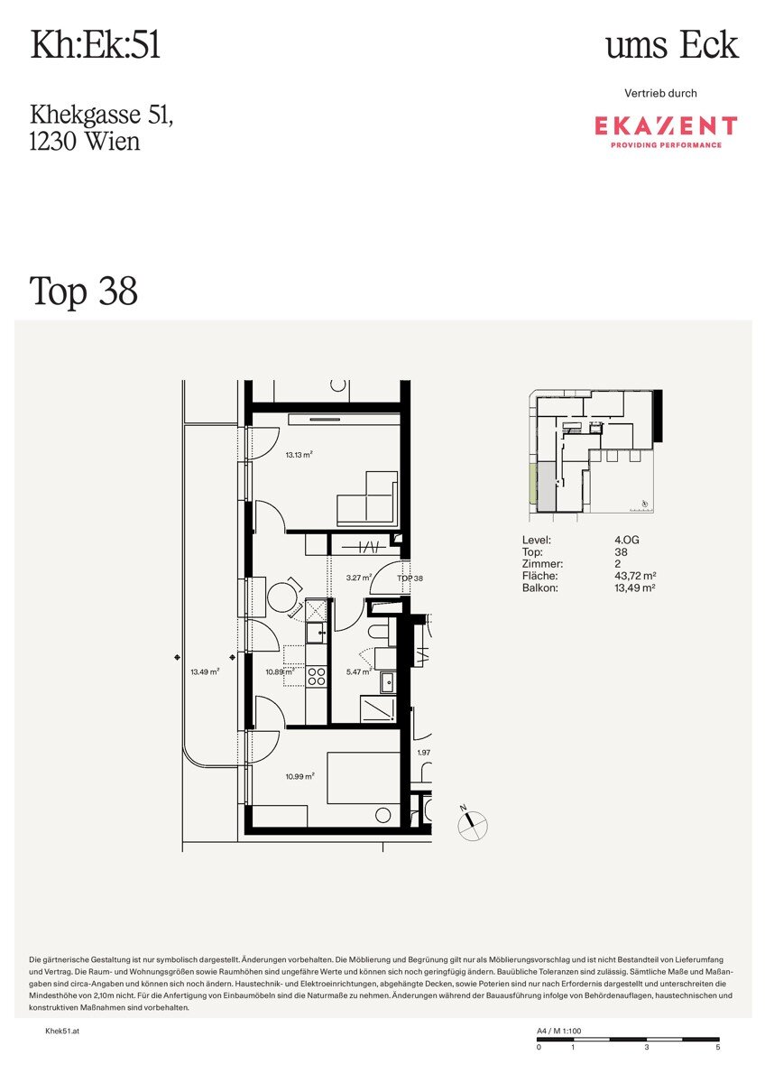 Wohnung zum Kauf provisionsfrei 310.000 € 2 Zimmer 43,8 m²<br/>Wohnfläche 4.<br/>Geschoss Wien 1230