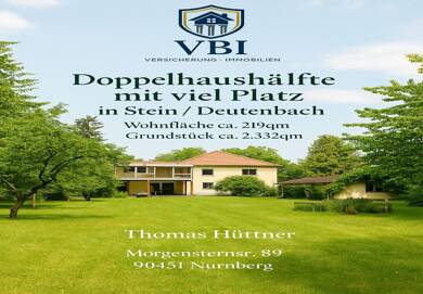 Doppelhaushälfte zum Kauf provisionsfrei 989.500 € 8 Zimmer 219 m² 2.332 m² Grundstück Deutenbach Stein 90547
