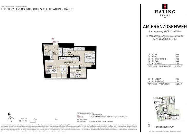 Wohnung zum Kauf - Erstbezug 309.500 € 2 Zimmer 42,6 m² 3. Geschoss Franzosenweg 3-5 Wien 1100
