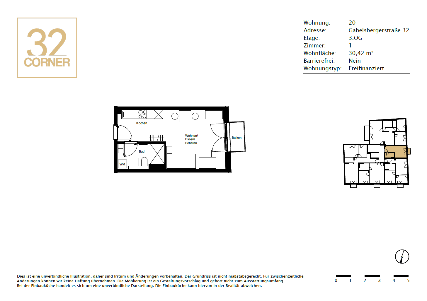 Wohnung zur Miete 535 € 1 Zimmer 30,4 m²<br/>Wohnfläche 3.<br/>Geschoss Körnerstraße 75 Galgenhof Nürnberg 90459