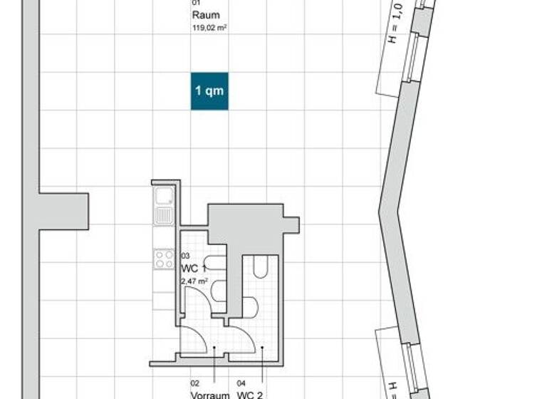 Bürofläche zur Miete provisionsfrei 1.535 € 1 Zimmer 125,8 m² Bürofläche Dürerstr. 32 Johannstadt-Süd Dresden 01307