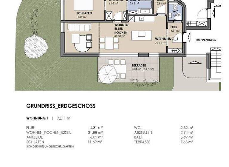 Wohnung zur Miete - Erstbezug 1.050 € 2,5 Zimmer 72,1 m² EG Elsen Paderborn / Elsen 33106