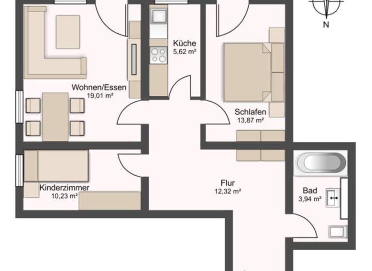 Wohnung zum Kauf provisionsfrei 329.000 € 3 Zimmer 72,1 m² 4. Geschoss Karlsbader Straße 41A Hammerschmiede Augsburg 86169
