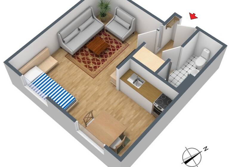 Studio zur Miete 595 € 1 Zimmer 30 m² 1. Geschoss frei ab sofort Thüringer-Wald-Straße 50 Feuerbach Stuttgart 70469