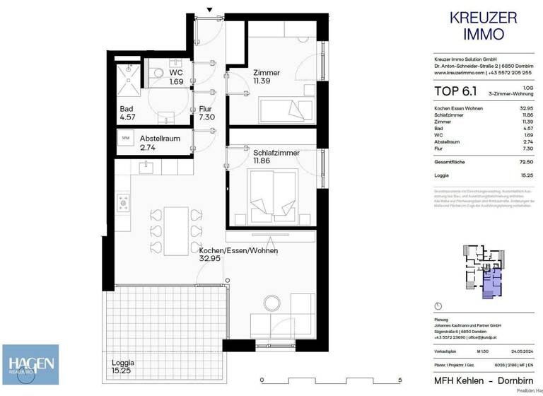 Wohnung zum Kauf 534.000 € 3 Zimmer 72,5 m² 1. Geschoss Dornbirn 6850