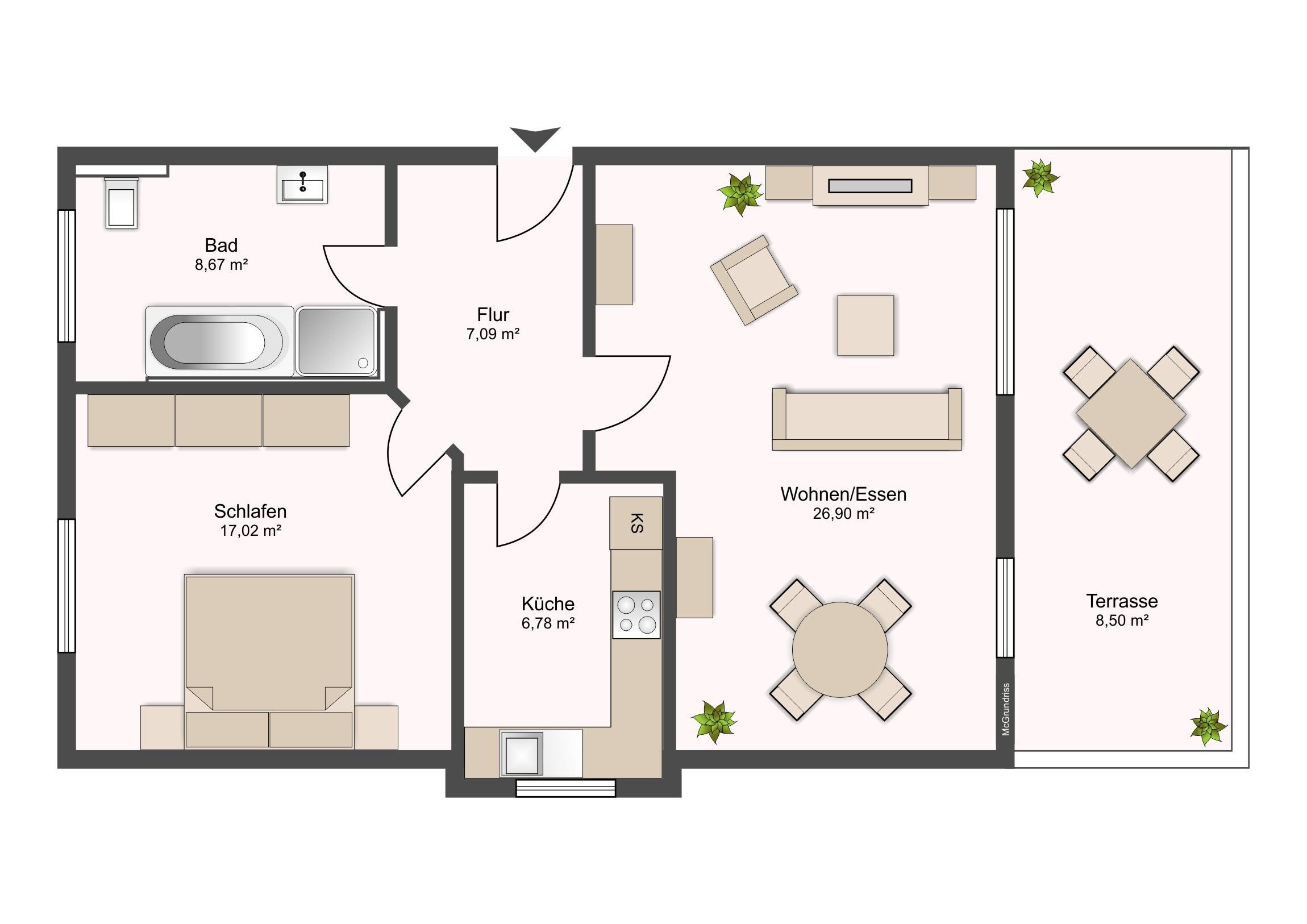 Wohnung zum Kauf provisionsfrei 325.000 € 2 Zimmer 73 m²<br/>Wohnfläche 2.<br/>Geschoss Kriegshaber Augsburg 86156