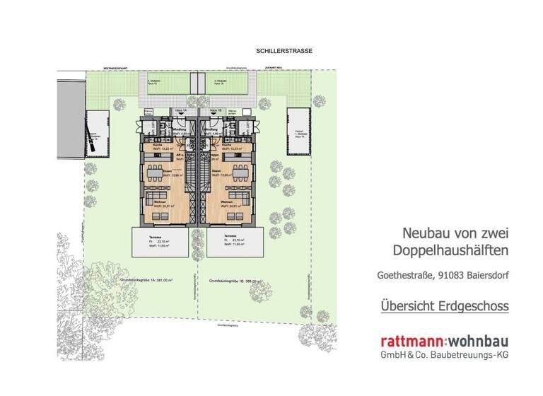 Doppelhaushälfte zum Kauf - Erstbezug provisionsfrei 1.020.000 € 6 Zimmer 176,5 m² 381 m² Grundstück Goethestraße 14 Baiersdorf 91083
