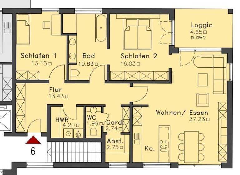 Wohnung zur Miete 1.289 € 3 Zimmer 107 m² 1. Geschoss Schopenhauerweg 22 Senne Bielefeld / Senne 33659