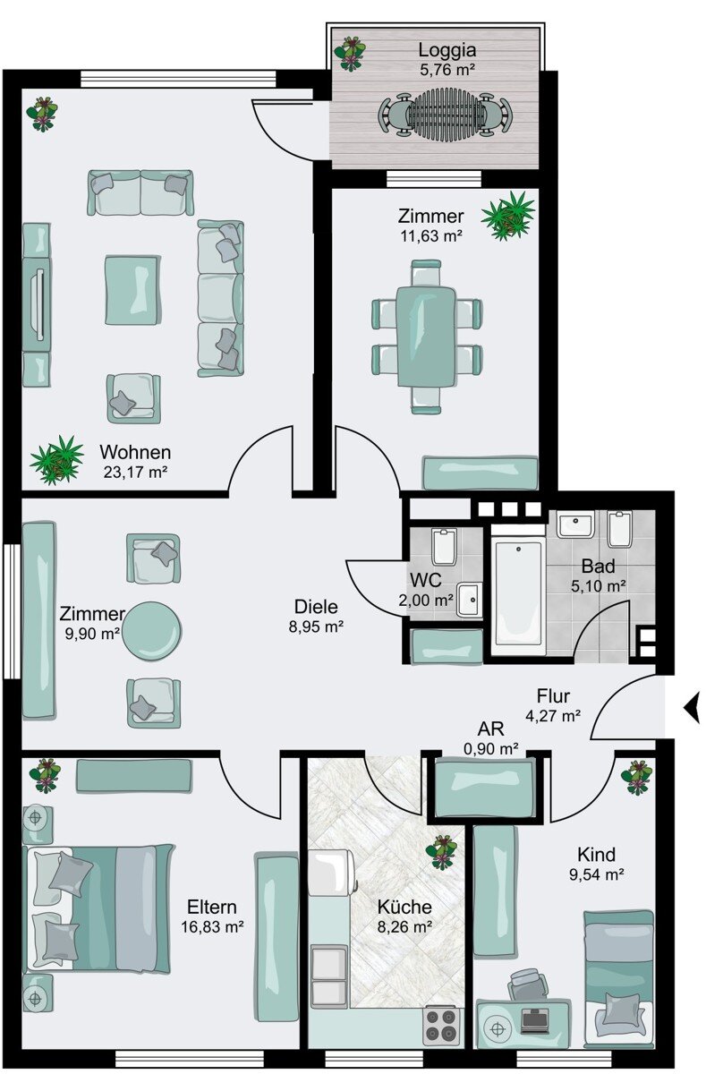 Wohnung zum Kauf 395.000 € 4,5 Zimmer 101 m²<br/>Wohnfläche 6.<br/>Geschoss Rahlstedt Hamburg 22145