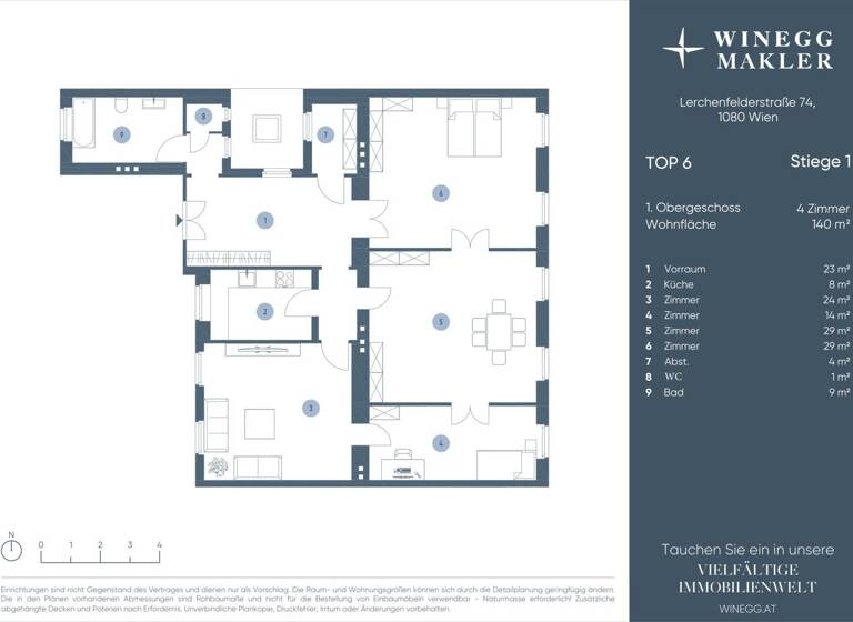 Wohnung zum Kauf 990.000 € 4 Zimmer 140 m² 2. Geschoss Lerchenfelder Straße Wien 1080