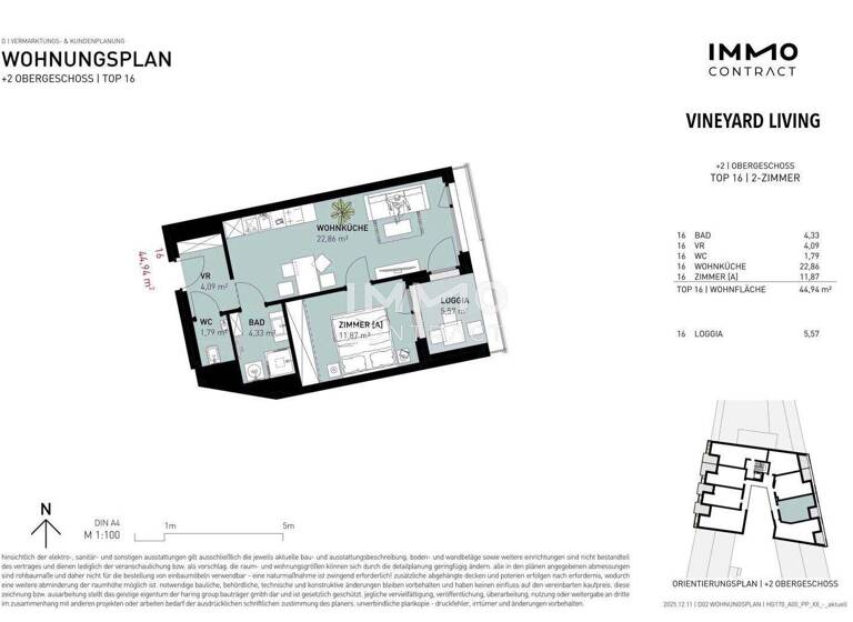 Wohnung zum Kauf - Erstbezug 319.500 € 2 Zimmer 44,9 m² 2. Geschoss Wien 1190