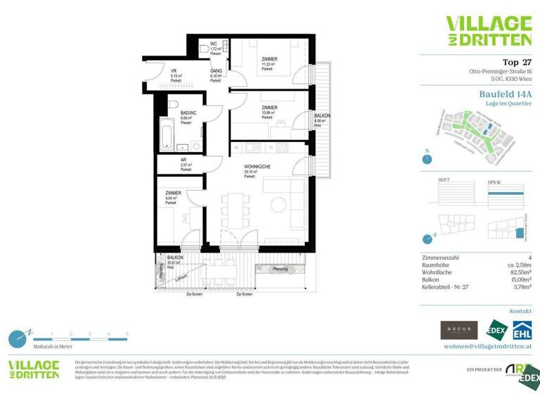 Wohnung zum Kauf 591.300 € 4 Zimmer 82,6 m² 3. Geschoss Wien 1030