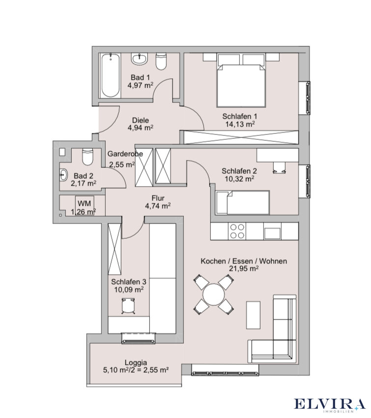 Wohnung zum Kauf 595.000 € 4 Zimmer 79,7 m²<br/>Wohnfläche 2.<br/>Geschoss Blumenau München 80689