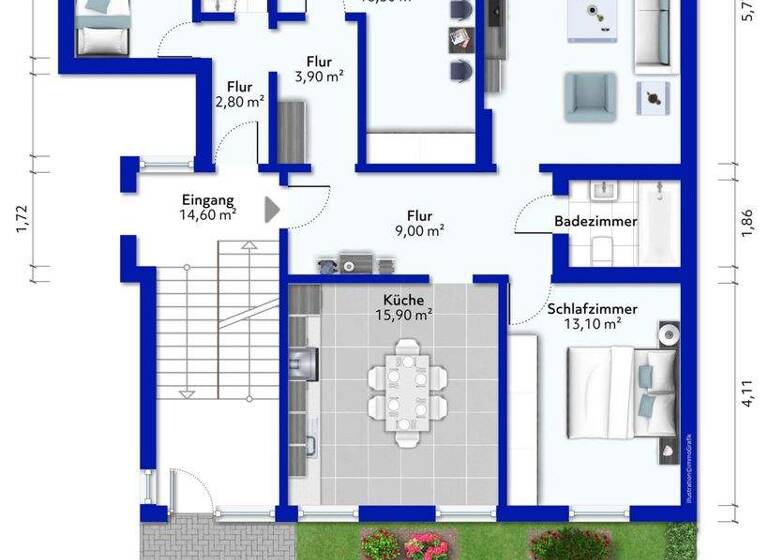 Wohnung zum Kauf 549.000 € 4 Zimmer 128,1 m² frei ab sofort Bilk Düsseldorf 40225
