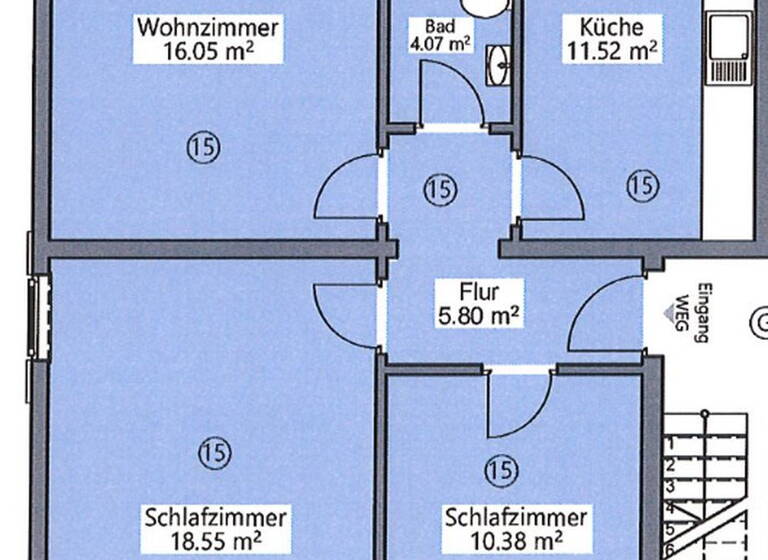 Wohnung zur Miete 830 € 3 Zimmer 67 m² 1. Geschoss Am Zimmermannskreuz 5 Innenstadt Kaiserslautern 67657