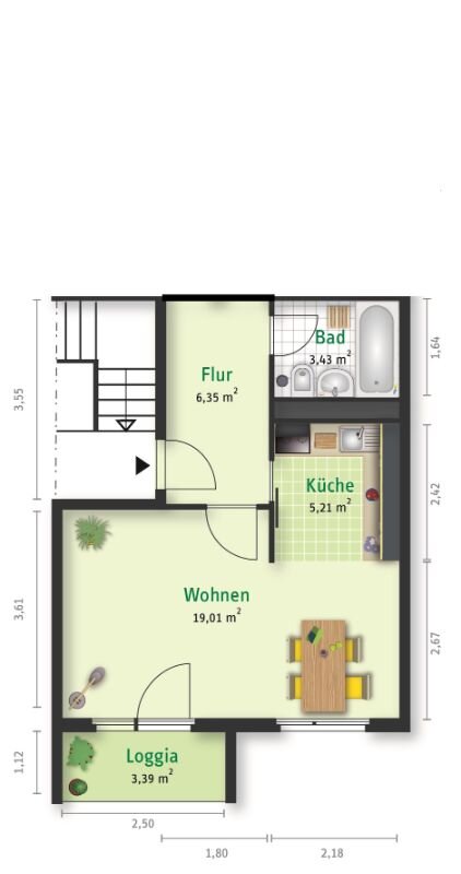 Wohnung zur Miete 291 € 1 Zimmer 36,4 m²<br/>Wohnfläche 4.<br/>Geschoss Alfred-Brehm-Weg 4 Nördliche Neustadt Halle 06122