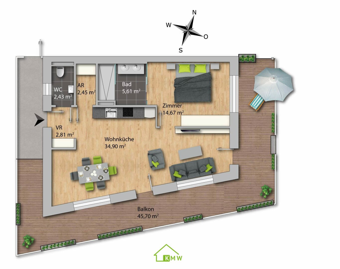 Wohnung zur Miete 1.150 € 2 Zimmer 61,9 m²<br/>Wohnfläche Krems an der Donau Krems an der Donau 3500