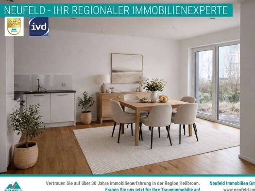 Wohnung zur Miete 1.175 € 2 Zimmer 63,3 m² Wartbergstraße 8 Heilbronn Heilbronn 74076