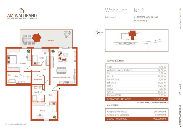 Wohnung zum Kauf - Erstbezug provisionsfrei 905.000 € 4 Zimmer 132,9 m² EG Heinz Penzberg 82377