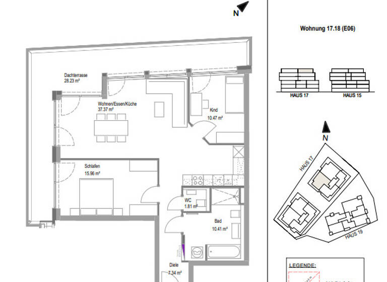 Penthouse zur Miete - Erstbezug 1.398 € 3 Zimmer 96,1 m² 6. Geschoss frei ab sofort Degmarner Str. 17 Oedheim 74229
