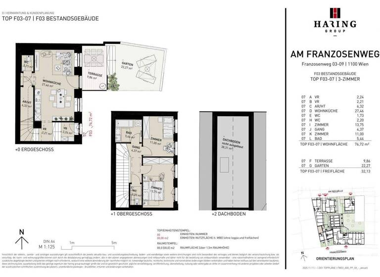 Reihenmittelhaus zum Kauf - Erstbezug 529.500 € 3 Zimmer 76,7 m² Franzosenweg 3-5 Wien 1100