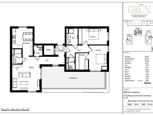 Penthouse zum Kauf - Erstbezug provisionsfrei 1.080.000 € 3 Zimmer 123,4 m² 2. Geschoss Bramfelder Chaussee 463 Bramfeld Wandsbek 22175