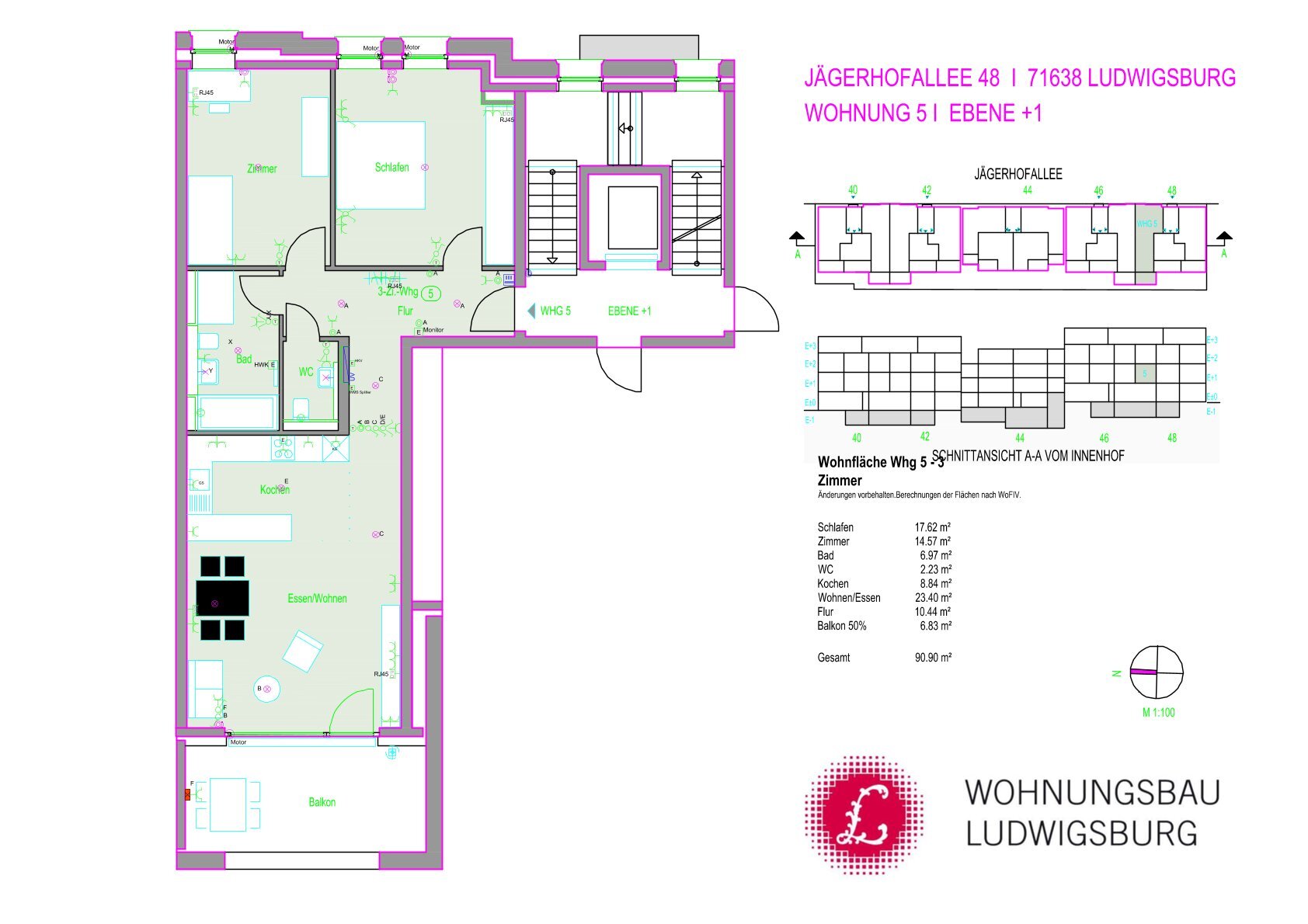 Wohnung zum Kauf provisionsfrei 669.000 € 3,5 Zimmer 100 m²<br/>Wohnfläche 1.<br/>Geschoss Ludwigsburg - Mitte Ludwigsburg 71638