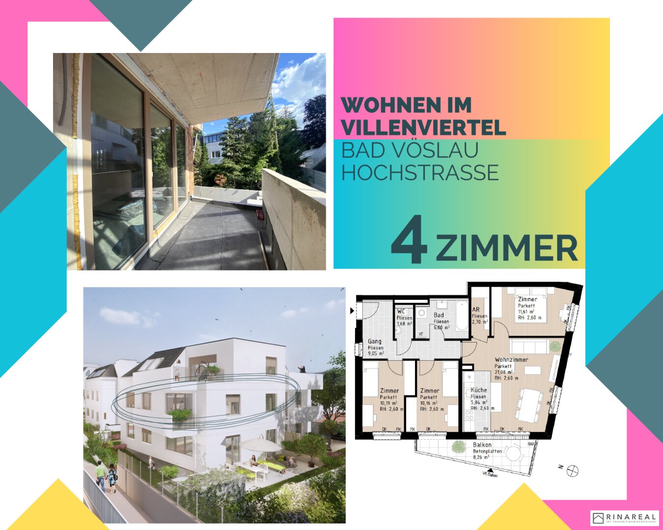 Terrassenwohnung zum Kauf provisionsfrei 471.712 € 4 Zimmer 77,5 m²<br/>Wohnfläche 1.<br/>Geschoss Bad Vöslau 2540