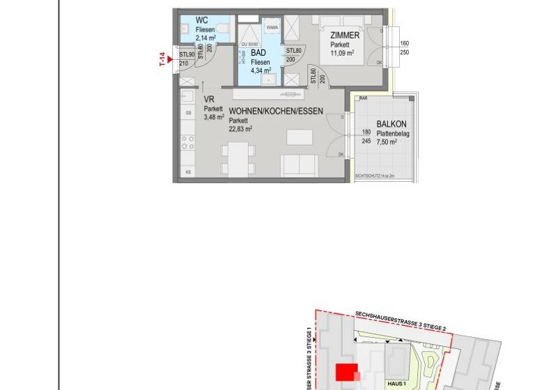 Wohnung zum Kauf - Erstbezug 349.000 € 2 Zimmer 43,9 m² 2. Geschoss Sechshauser Straße Wien 1150