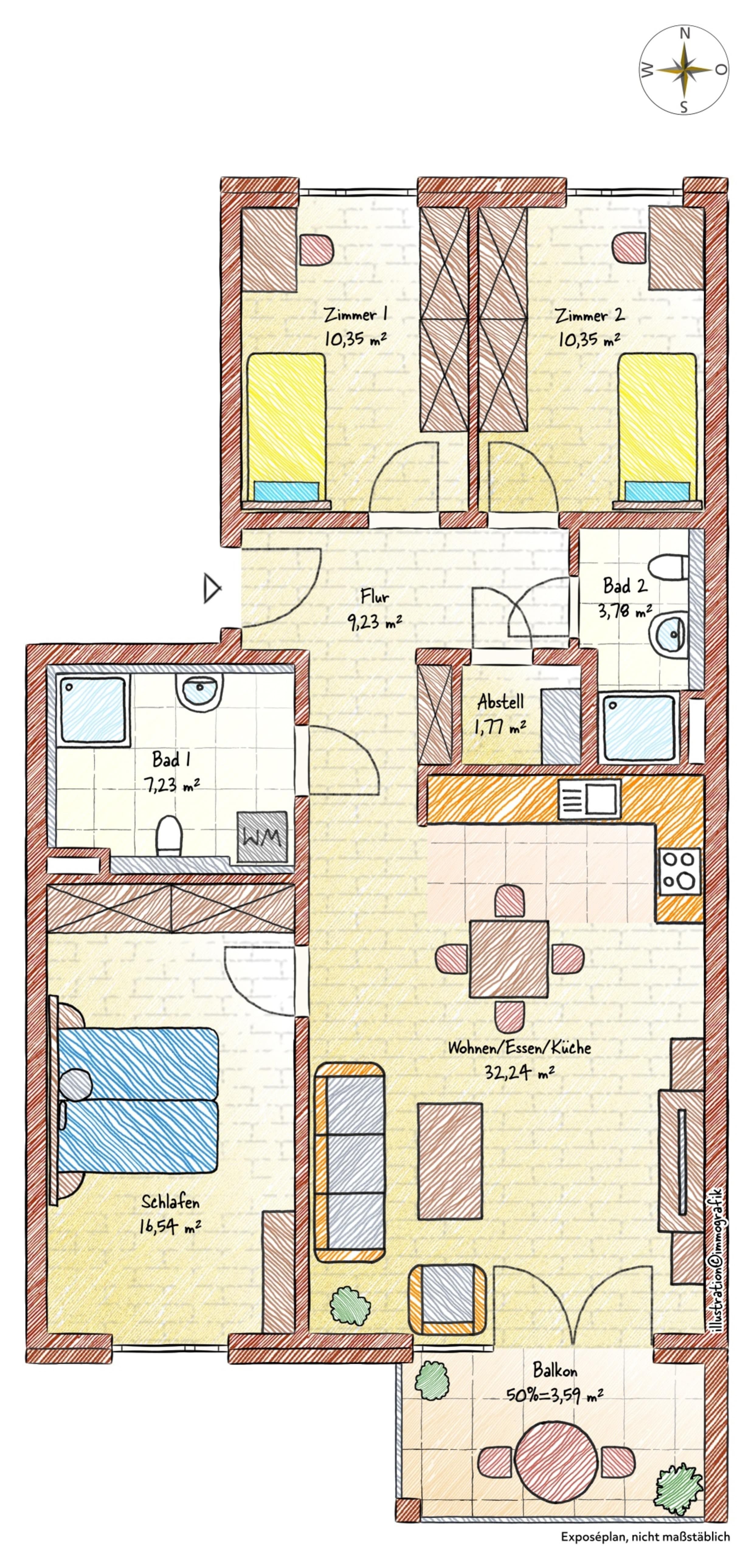 Wohnung zum Kauf provisionsfrei 465.000 € 4 Zimmer 95,1 m²<br/>Wohnfläche 3.<br/>Geschoss Fließender Sand 3b Großauheim Hanau 63457