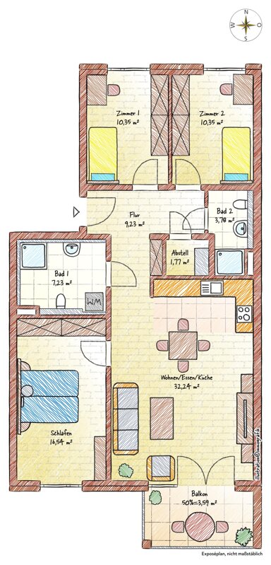 Wohnung zum Kauf provisionsfrei 465.000 € 4 Zimmer 95,1 m² 3. Geschoss Fließender Sand 3b Großauheim Hanau 63457