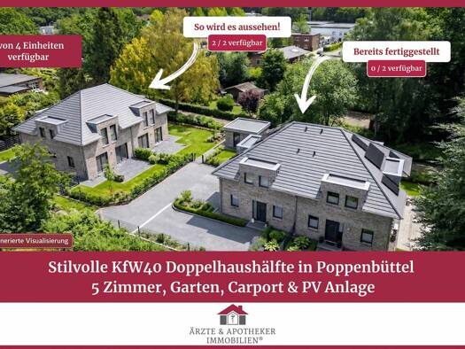 Doppelhaushälfte zum Kauf - Erstbezug 825.000 € 5 Zimmer 135 m² 237 m² Grundstück frei ab 01.12.2026 Poppenbüttel Wandsbek 22399
