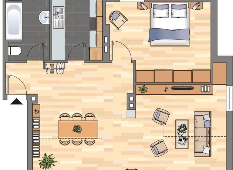 Wohnung zur Miete 739 € 2 Zimmer 58,8 m² 2. Geschoss Am Krausen Baum 3 Wittlaer Düsseldorf 40489