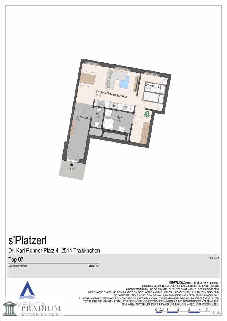 Wohnung zum Kauf 270.000 € 2 Zimmer 48,1 m²<br/>Wohnfläche 1.<br/>Geschoss Traiskirchen 2514