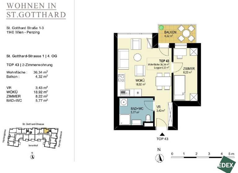 Wohnung zur Miete 745 € 2 Zimmer 36,3 m² 4. Geschoss Wien 1140