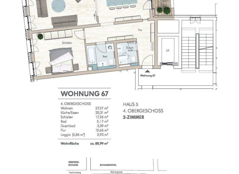 Wohnung zur Miete 1.290 € 2 Zimmer 89 m² 3. Geschoss Innere Altstadt Dresden 01067